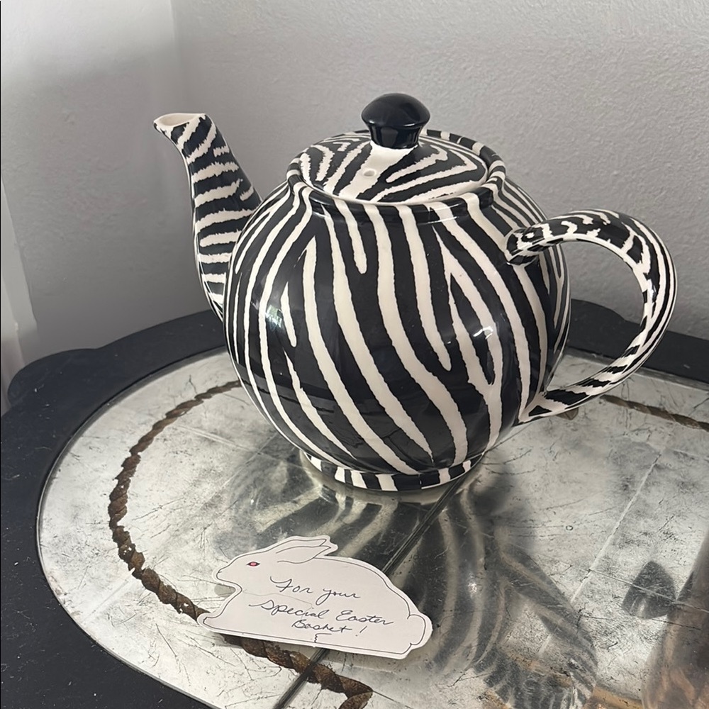 Zebra Print Ceramic Teapot